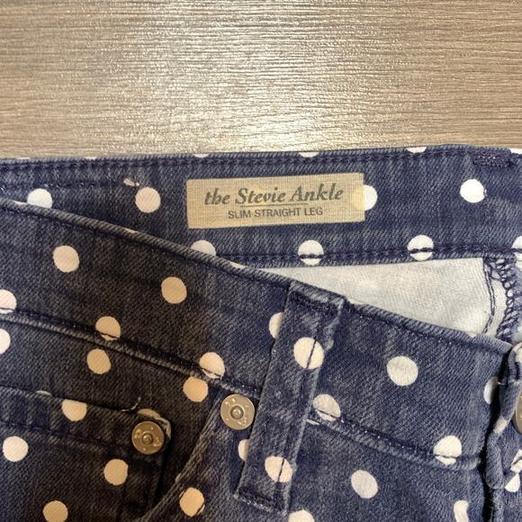 AG Adriano Goldschmied Stevie Ankle Slim Straight Polka Dots Mid Rise Jeans 29R - Picture 5 of 8